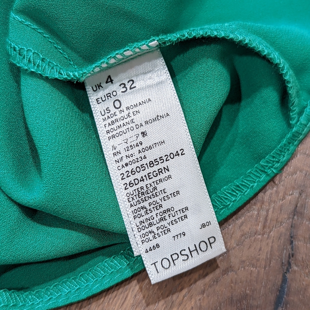 Topshop Spaghetti Strap Mini Slip Dress Kelly Green Size 0P - Picture 4 of 4